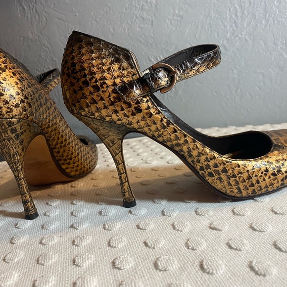 MAX STUDIO  Copper Color Toshi Genuine Snakeskin Heels - Picture 5 of 15